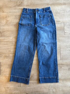 Bagatelle Hi Waisted Relaxed Wide-Leg Denim Crops Size 28